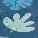 Close-up of water droplets on Bumkins Wet Bag: Blue Tropic.