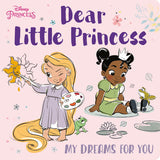 Cover of Dear Little Princess: My Dreams for You (Disney) features girls with paint, a frog, flowers, and butterflies.