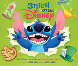 Stitch crashes through green with large purple ears flared, mouth wide in excitement on Random Houses Disney book cover.