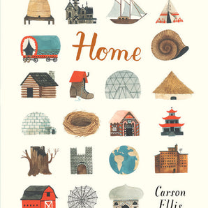The Home Hardcover Book by Random House features illustrations of homes and objects like a beehive, tent, igloo, and globe.