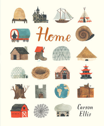 The Home Hardcover Book by Random House features illustrations of homes and objects like a beehive, tent, igloo, and globe.