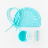 Bumkins Baby-Led Weaning Essential 6-Piece Set: Blue is neatly arranged on a white background.