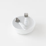 Bumkins Grip Bowl Essential 4-Piece Mealtime Set: Marble rests on a white background.