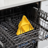 Bumkins Silicone Grip Dish: Zelda™ Triforce sits in the top rack of an open dishwasher.