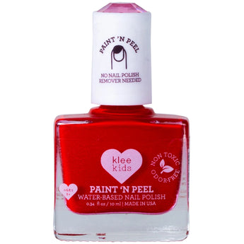 A bottle of Klee Naturals Kids Water-Based Peelable Nail Polish claims its kid-friendly, non-toxic, and odor-free.
