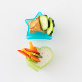 Bumkins Silicone Little Dipper Combo 2 Pack: Aqua Jelly holds veggies and dip on a white background.