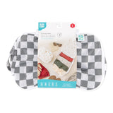 Bumkins Packing Cube 2 Pack: Charcoal Check is shown packaged with a cardboard band around the middle.