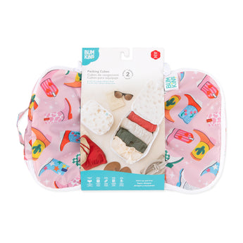 Bumkins Packing Cube 2 Pack: Boots is shown packaged with a cardboard band around the middle.