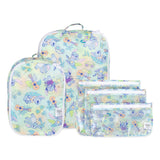 Bumkins Aloha Stitch 2 packing cubes + 3 clear travel bags set, perfect for organizing travel essentials.