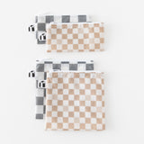 Roamio by Bumkins Reusable Snack Bag 4 Pack: Double Check is neatly arranged on a white background.