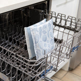 Roamio by Bumkins Reusable Snack Bag, Large 2 Pack: Coastal sits in the top rack of an open dishwasher.