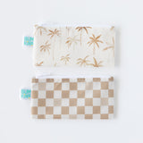 Bumkins Reusable Snack Bag, Small 2 Pack: Palm Check lays flat on a white background, with one bag above the other.