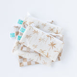 Bumkins Reusable Snack Bag, Small 2 Pack: Palm Check lays stacked on top of other similar bags on a white background.