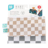 Bumkins Reusable Snack Bag, Small 2 Pack: Double Check is shown on a white packaging header.