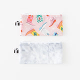 Roamio by Bumkins Reusable Snack Bag, Small 2 Pack: Disco Boots is neatly arranged on a white background.