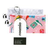 Roamio by Bumkins Reusable Snack Bag, Small 2 Pack: Disco Boots is shown with a black & white packaging tag.