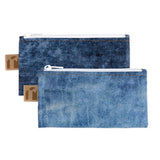 Roamio by Bumkins Reusable Snack Bag, Small 2 Pack: Denim on Denim includes 2 waterproof zippered pouches in light & dark wash denim prints.