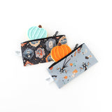Bumkins Reusable Snack Bag, Small 2 Pack: Everyday Is Halloween holds pumpkin-shaped cookies on a white background.