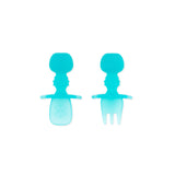 Bumkins Silicone Chewtensils®: Blue Jelly—a spoon and fork—ideal for teething or baby-led weaning.