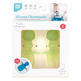 Bumkins Silicone Chewtensils®: Green Jelly are shown in a white packaging box, with a clear front window displaying the product.