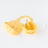 Bumkins Silicone Feeding 4-Piece Set: Pineapple rests on a white background.
