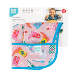 Bumkins Sleeved Bib: Boots is shown folded in its packaging.