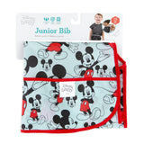 Bumkins Junior Bib: Mickey Mouse Classic is shown folded on white cardboard packaging.