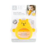 Bumkins Silicone Un-Droppable Mitt Teether: Winnie the Pooh is attached to cardboard packaging.