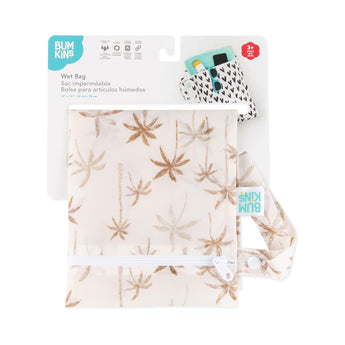 Bumkins Wet Bag: Palm Daze is shown folded on white cardboard packaging.