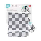 Bumkins Wet Bag: Charcoal Check is shown folded on white cardboard packaging.