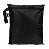 Roamio by Bumkins Wet Bag: Rich Black features a black waterproof checkered design, zipper closure, and side handle.