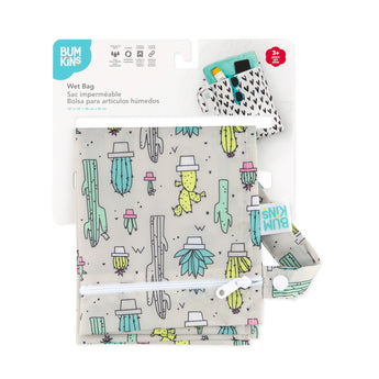 Bumkins Wet Bag: Cacti is shown folded on white cardboard packaging.
