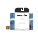 Roamio by Bumkins Wet Bag: Vintage Denim is shown folded in black & white cardboard packaging.