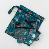 Bumkins Wet Bag + Clear Travel Bag 3 Pack Set: Jungle—ideal travel essentials gift with fun animal prints.