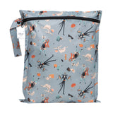 Bumkins Wet Bag: No Tricks, Just Treats features a Nightmare Before Christmas print, waterproof fabric, zip closure, and handle loop.