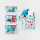Perfect for on-the-go parents, the Bumkins Disney Ariel Wet Bag + Clear Travel Bag 3 Pack Set keeps beach gear and toys organized.