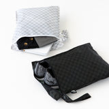 Roamio by Bumkins Wet Bag 2 Pack: Rich & Boujee—grey for essentials, black fits sneakers; both waterproof travel pouches.