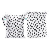 Bumkins Wet Bag + Wet/Dry Bag Set: Hearts—stylish reusable pouches for essentials, featuring black heart patterns.