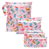 Bumkins Boots 3-Pack: Wet Bag, Wet/Dry Clutch & Clear Travel Bag—perfect packing essentials or a travel gift set.