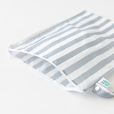 A gray Bumkins Wet Bag Plus 2 Pack: Green + Gray Stripe lays open on a white background.