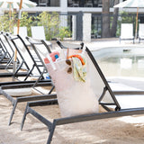 Bumkins Extra Large Wet Bag: Wander sits hangs from a poolside lounge chair, providing waterproof storage for swim essentials.
