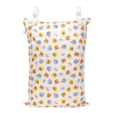 Bumkins Extra Large Wet Bag: Winnie + Friends features waterproof fabric and dual white straps, ideal for organizing laundry.