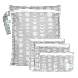 Bumkins Wet Bag + Clear Travel Bag 3 Pack + Packable Tote Set in Lunar Phase—stylish, reusable travel essentials.