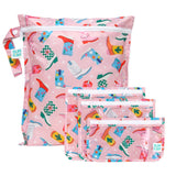Bumkins Wet Bag + Clear Travel Bag 3 Pack + Packable Tote Set: Boots—fun cowboy boot print, perfect for organized, waterproof travel.