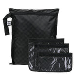 Bumkins Wet Bag + Clear Travel Bag 3 Pack Set: Rich Black—ideal for travel and waterproof storage.