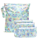 Bumkins Wet Bag + Clear Travel Bag 3 Pack Set: Disney Aloha Stitch—fun, reusable bags for organized travel in tropical style.