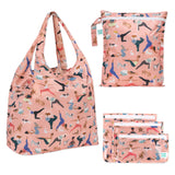 Stay stylish on the go with Bumkins Yoga Pals set: waterproof wet bag, clear travel bags & packable tote in fun dog yoga prints.