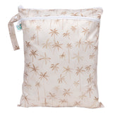 Bumkins Wet/Dry Bag: Palm Daze features a palm tree design on waterproof fabric, with a secure zipper closure. Perfect for travel use.