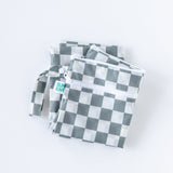 Bumkins Wet/Dry Bag: Charcoal Check lays folded on a white background.
