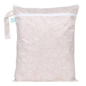 Bumkins Wet/Dry Bag: Wander features abstract lines, a handle, and waterproof fabric—ideal for stylish, organized travel.